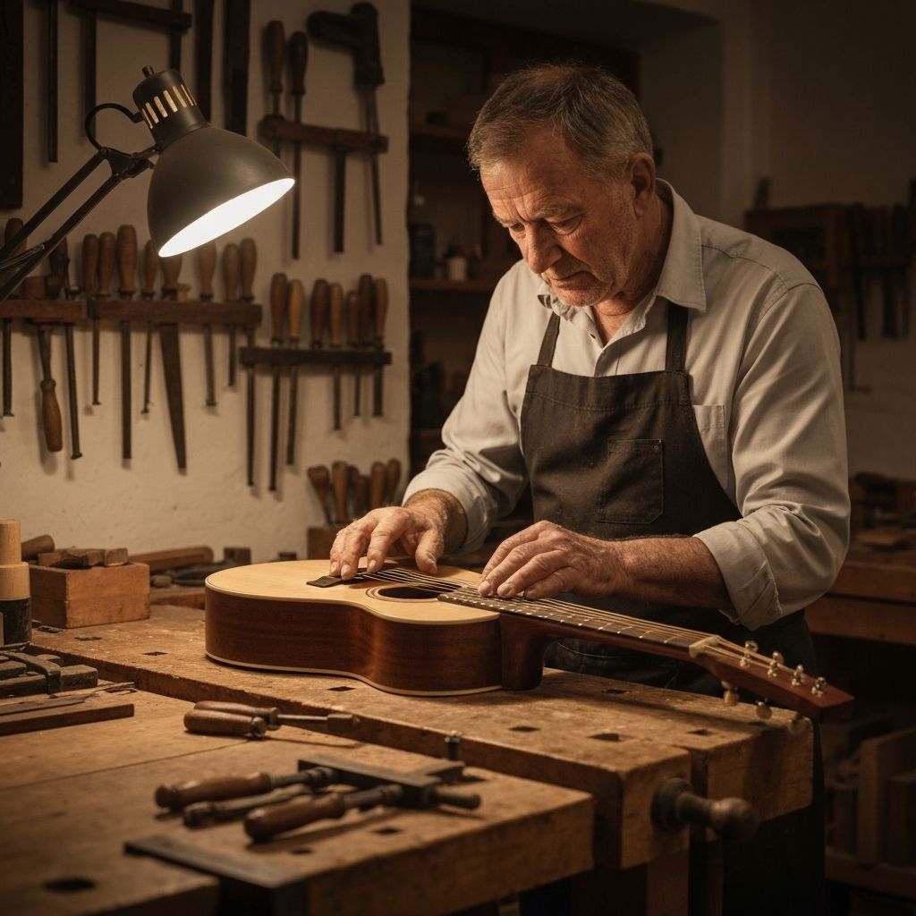 Examining guitar neck